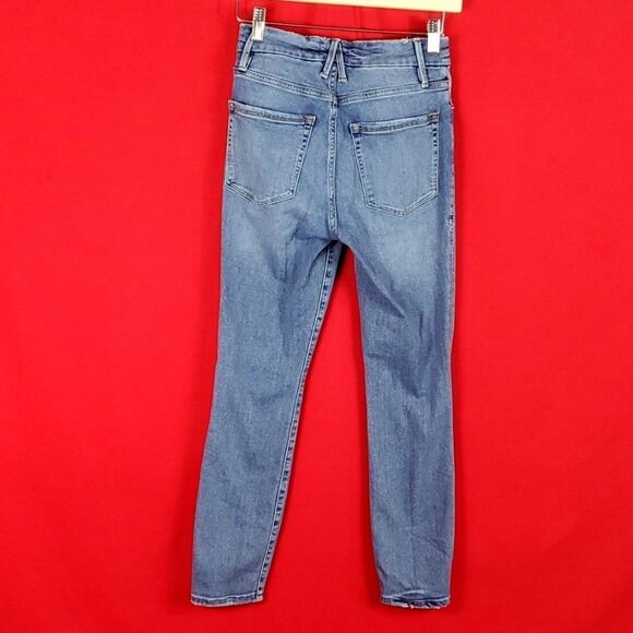 GOOD AMERICAN Good Legs High‎ Rise Ripped Skinny Crop Jeans in Blue261 Size 4/27 - Picture 5 of 7